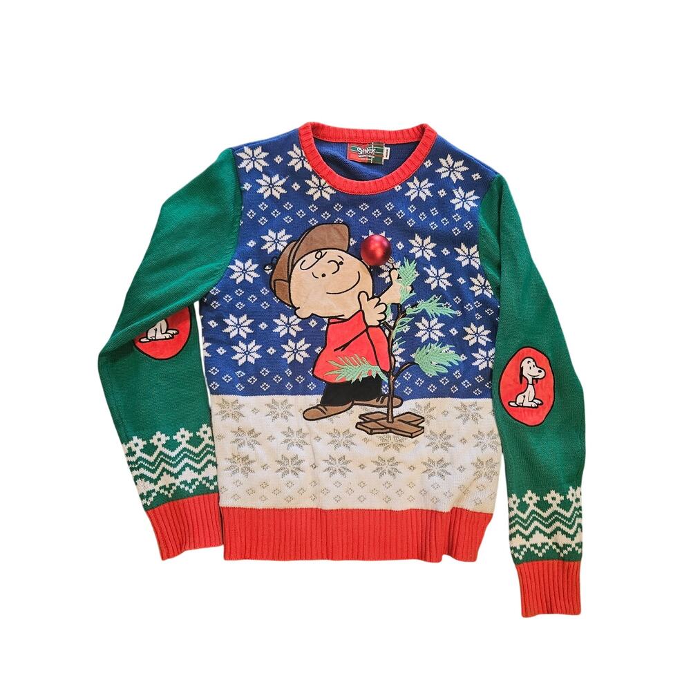 Spencer's light up charlie brown ugly christmas tree sweater adult medium snoopy